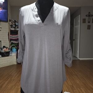 Stylish Women's Gray V-Neck Blouse